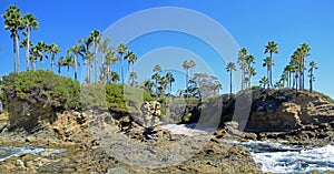 Rocky shoreline near Crescent Bay, Laguna Beach, California.