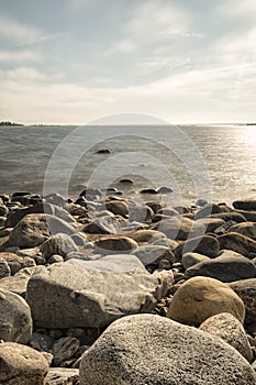 Rocky Shoreline over Ocean