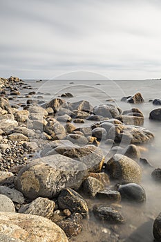 Rocky Shoreline over Ocean