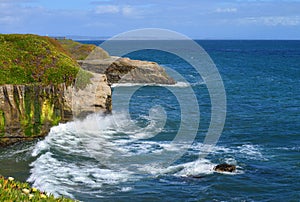 The rocky shoreline of Santa Cruz