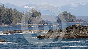 Rocky Shoreline on the West Coast of Pacific Ocean. Canadian Nature Background