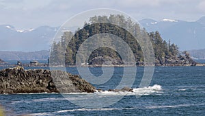 Rocky Shoreline on the West Coast of Pacific Ocean. Canadian Nature Background