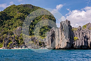 Rocky shores of the islands of El Nido in the province of Palawan, Philippines