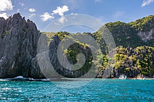 Rocky shores of the islands of El Nido in the province of Palawan, Philippines