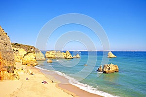 Rocky southcoast near Lagos in Portugal photo