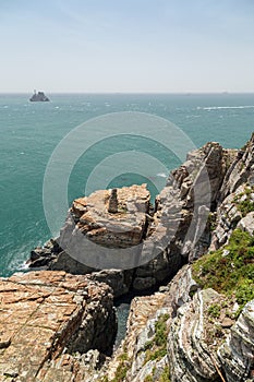 Rocky and steep cliff at the Taejongdae Resort Park in Busan