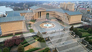 Rocky steps at the Famous Museum of Art in Philadelphia - aerial view