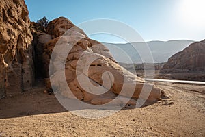 Rocky Stone in Petra during Sunny Day in Middle East