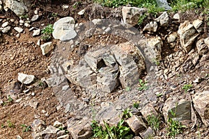 Rocky stones on the mountainside