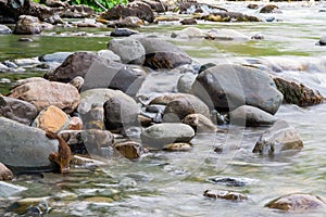 Rocky stream running water of mountain river