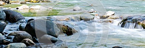 Rocky stream running water of mountain river