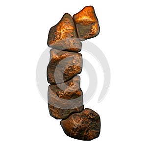 Rocky symbol left parentheses. Font of stone on white background. 3d