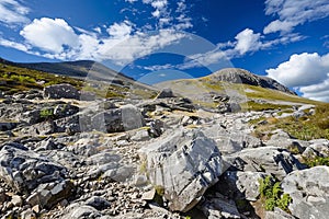 Rocky Terrain With a Mountain Background