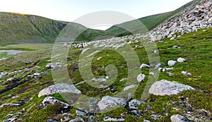 Rocky terrain and vegetation on the island of Mageroya, Norway