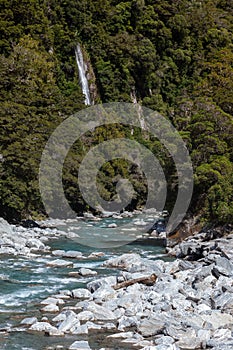 Waterfall at Thunder Creek in New Zealand