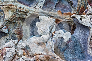 Rocky textures on Milos island, Cyclades, Greece