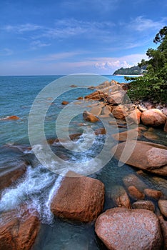 Rocky tropical coastline