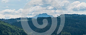 Rocky Velky Rozsutec hill from Nova Bystrica water reservoir dam in Slovakia