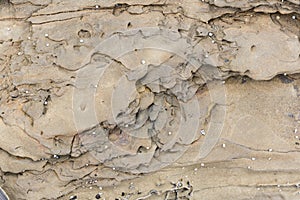 Rocky Wall Side With Random Stone Cutout From Volcanic Activity