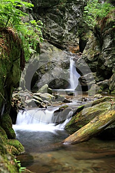 Rocky waterfall in countryside
