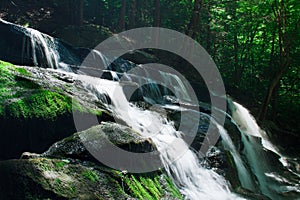 Rocky Waterfall in Lush Forest