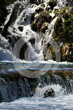 Rocky waterfall on river
