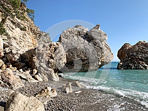 A rocky wild beach