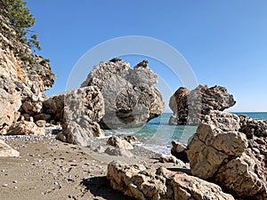 A rocky wild beach