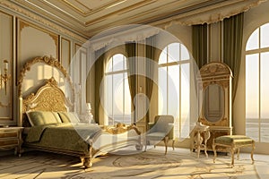 Rococo bedroom. Generative A.I