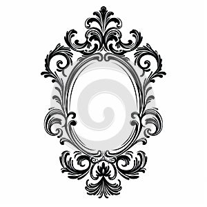 Rococo-inspired Black And White Mirror Frame Vector