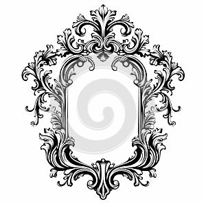 Rococo-inspired Frame For Print Design With Victorian-inspired Illustrations