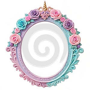 Rococo Roses Frame in Unicorn Colors photo