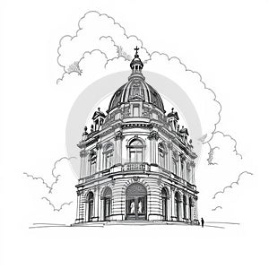 Rococo style architecture with exuberant decoration, with an abundance of curves, undulations photo