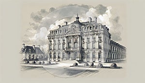Rococo style architecture with exuberant decoration, with an abundance of curves, undulations photo