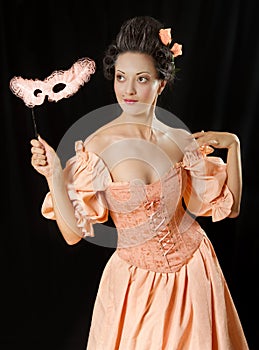 Rococo woman in historical costume with crinoline photo