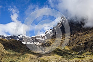 Rocs and snow in El Altar volcano