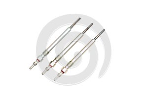 Rod ceramic glow plugs for a diesel engine on a white background, close-up, isolate. Heating element