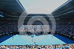 Rod Laver Arena during 2019 Australian Open match at Australian tennis center in Melbourne Park