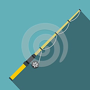 Rod and reel icon, flat style
