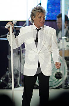 Rod Stewart performs in concert