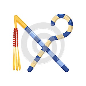 Rod and Whip, Egyptian ancient symbols of power vector Illustration