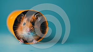 Rodent in Cone on Blue Background