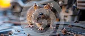 Rodent Deterrence: Protect Your Engine. Concept Preventing Rodent Damage, Engine Protection, Pest