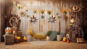 Rodeo barn themed studio foto custom made objjects Anniversary Backdrop photo