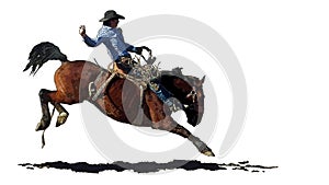 Rodeo cowboy on a bucking horse