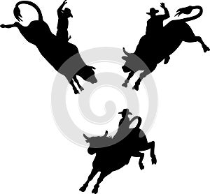 Rodeo cowboy bull riding