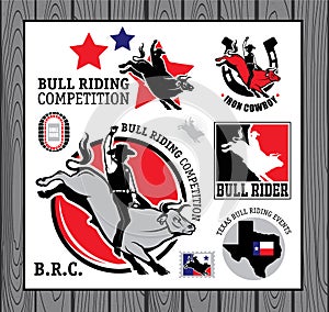 Rodeo Cowboy riding a bull, Retro style Poster