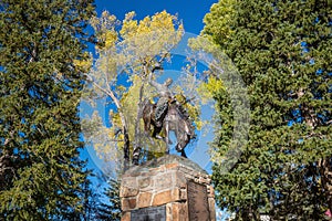 Rodeo Cowboy Sculpture in Jackson Town Square, Jackson Hole, Wyo