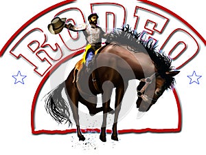 Rodeo cowboy and text