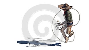 Rodeo cowboy vaquero rope trick photo